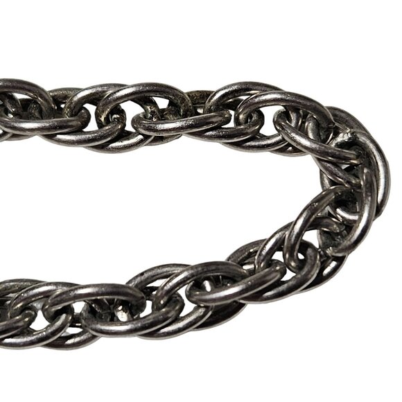 Vintage Stainless Steel Tone Rope Chain Necklace Classic Minimalist Jewelry - Picture 3 of 5